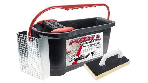 Schwan Puzzi Maxx - professional tile washing set with 24 l tub, open double knob washing roller and metal axle.